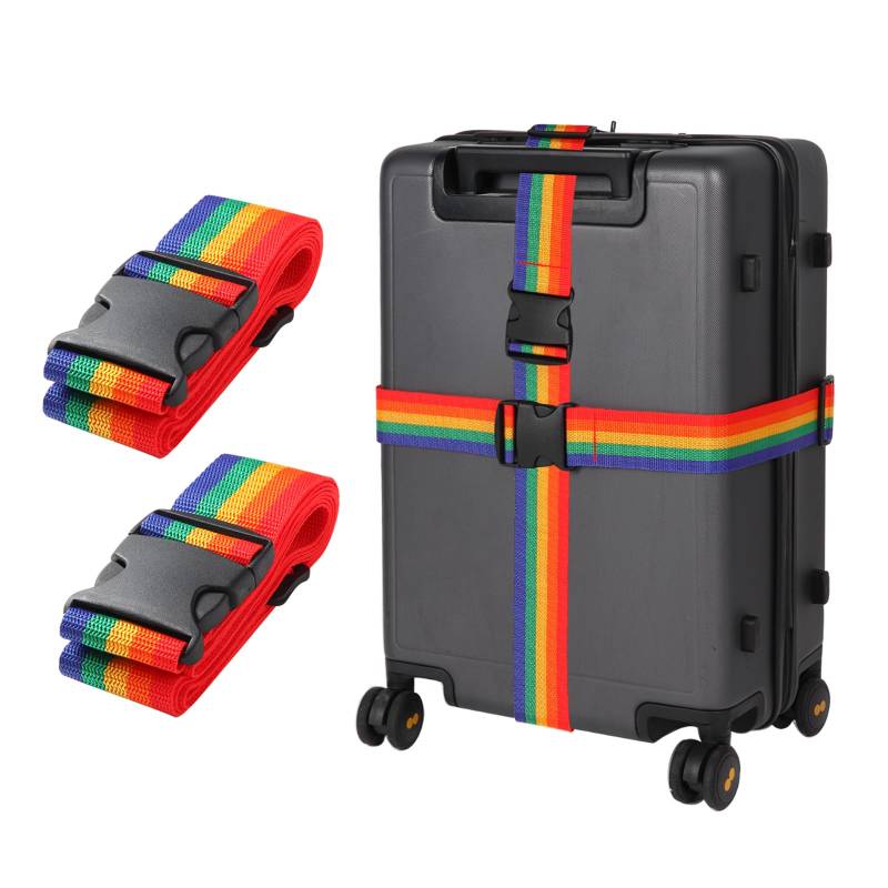 Bunt Koffergurt Koffer Band 195cm Gepäckgurt Lang Koffer Gepäckgurte Kofferband Gurt Kofferbänder 2er Set,Verstellbare Koffer Gepäckgurte Luggage Strap für Koffer von guangyuan