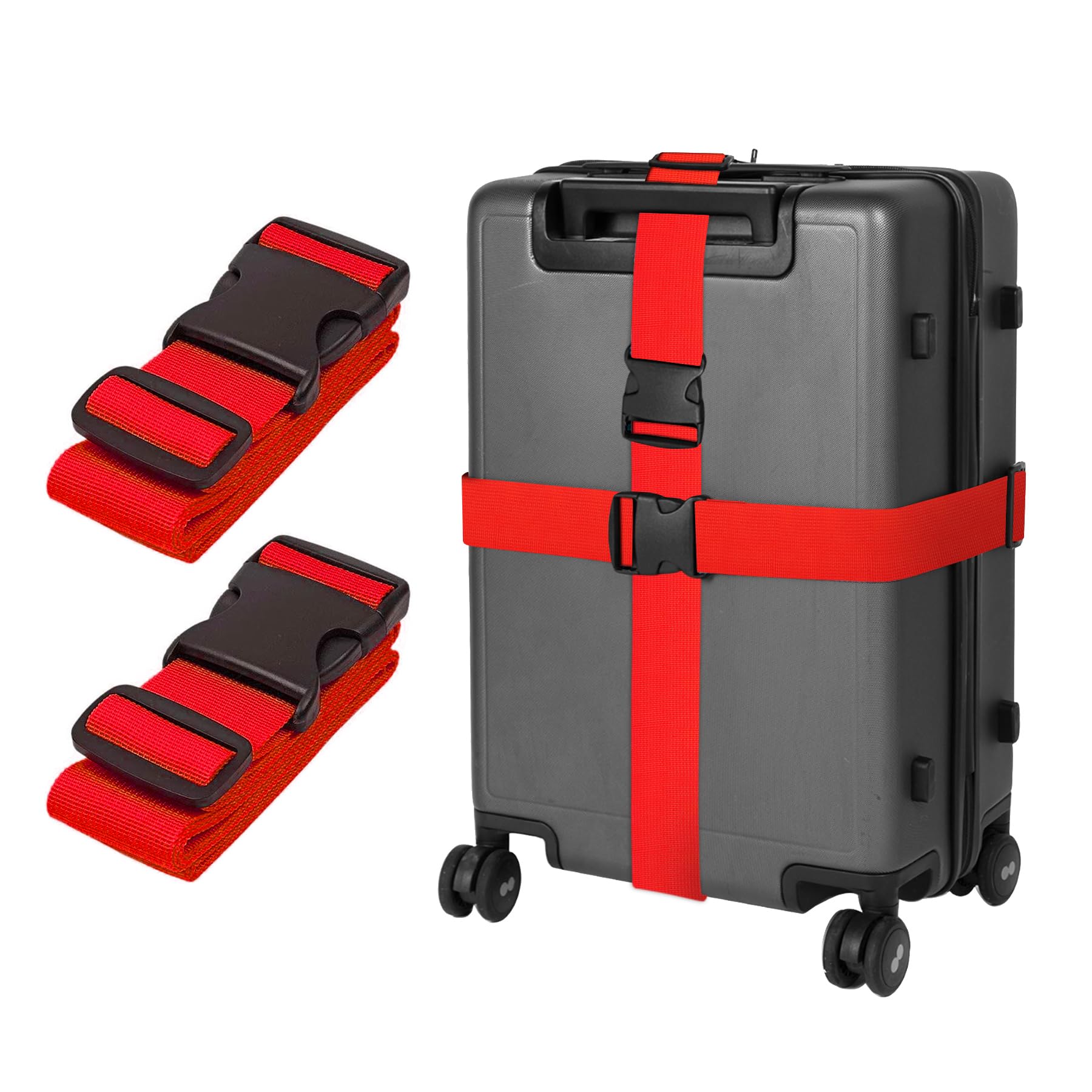 Rot Koffergurt Koffer Band 195cm Gepäckgurt Lang Koffer Gepäckgurte Kofferband Gurt Kofferbänder 2er Set,Verstellbare Koffer Gepäckgurte Luggage Strap für Koffer von guangyuan