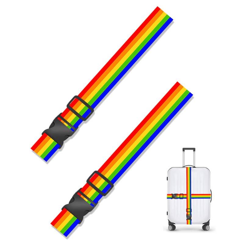 2 Stück Koffergurt, Koffergurt Kofferband, Bunt Verstellbare Gepäckgurt, für Sicheren Verschließen, Koffergürtel mit Schnellverschluss Schnalle von gvivej