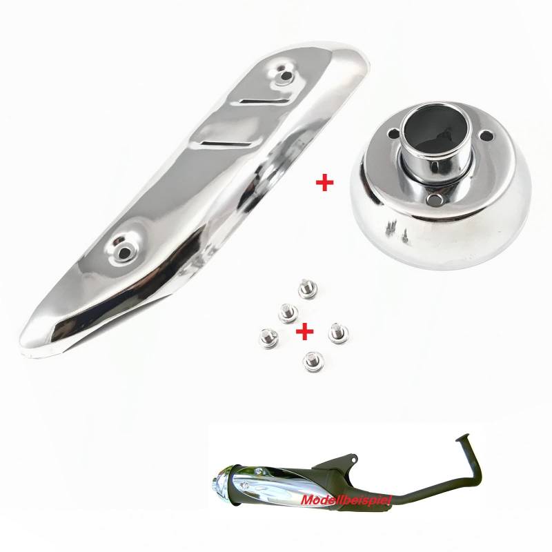 AUSPUFF BLENDE HITZE BLECHE CHROME TEILE SET für 50-100cc 4-TAKT 139QMA 139QMB - 152QMI - 157QMJ CHINA GY6 ROLLER von gy6-ersatzteile_de