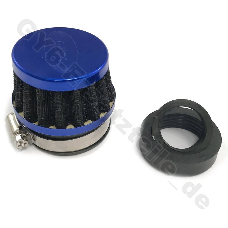 RACING SPORT LUFTFILTER 25-47mm in BLAU / 50-125ccm für BAOTIAN SARO AGM BENZHOU YIYING JINLUN ZNEN KYMCO CHINA ROLLER GY6 von gy6-ersatzteile_de