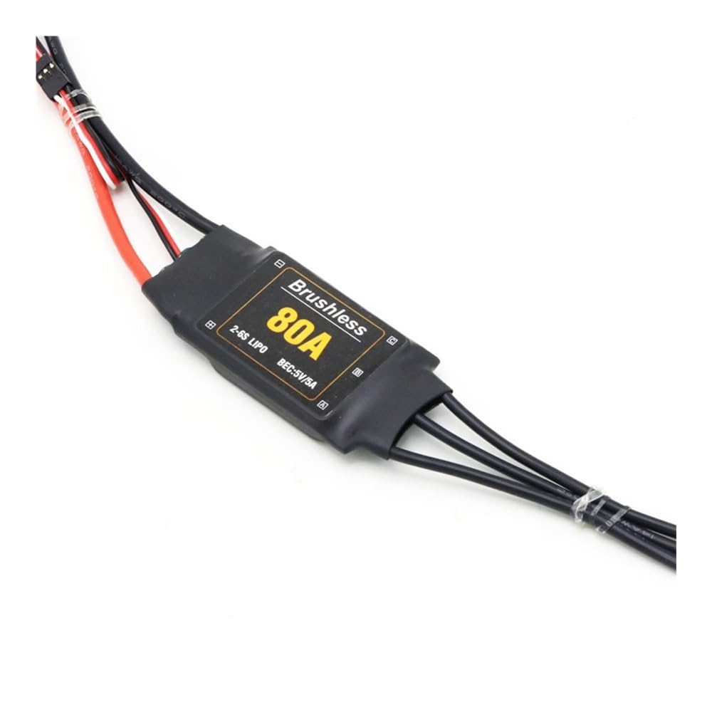 80A bürstenloser ESC-Geschwindigkeitsregler für RC-Quadcopter-Flugzeuge, Hubschrauber, kompatibel mit 2-6S-Batterien und 5V 5A UBEC von hJNGdU