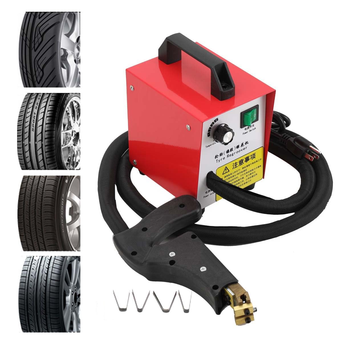 hKjPlvf Portable Tire Groove Cutter, Heated Tire Regroover Machine, Tire Grooving Tool Tyre Regroover Engraving Machine with 4pcs Blades, Truck Off-Road Grooving Cutter, for Rubber and Tires von hKjPlvf