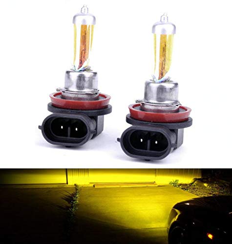 2xS. AQUA VISION H8 35W PGJ19-1 12V Halogen Lampen Auto Birnen 3000k YELLOW/GELB Abblendlicht Fernlicht Zusatzscheinwerfer Nebelscheinwerfer - Hallenwerk von Hallenwerk