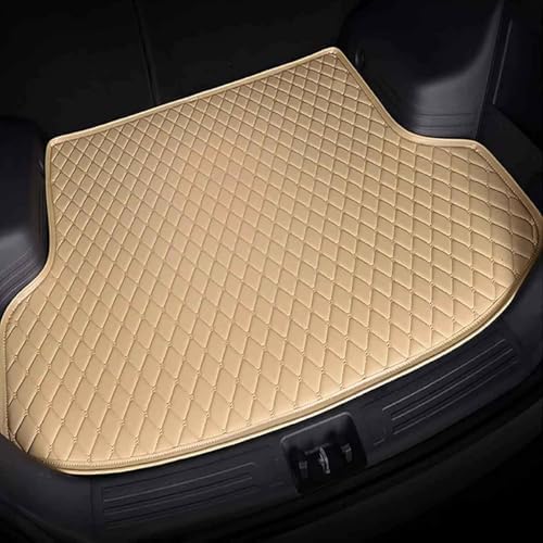 Auto Leder Kofferraummatten für Chrysler 200 Saloon/Sedan 2011-2014, Langlebiges Wasserdicht Kratzfest Kofferraumwanne Schutzmatte Innenraum ZubehöR,Beige von haozong