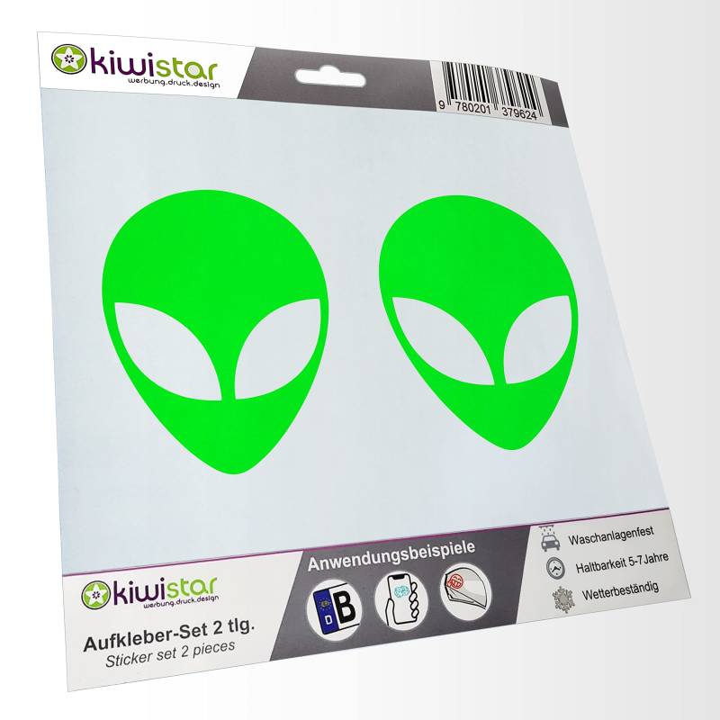 - 2X Kennzeichenaufkleber - Alien - Außerirdischer - Autoaufkleber - Evolution Charles Darwin Aufkleber für Auto, Laptop, Fahrrad, LKW, Motorrad Mehrfarbig JDM Decal Racing von hauptsachebeklebt