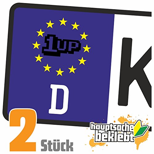 - 2X Kennzeichenaufkleber - One Up - EIN Leben Mehr - Power Up - Autoaufkleber - Evolution Charles Darwin Aufkleber für Auto, Laptop, Fahrrad, LKW, Motorrad Mehrfarbig JDM Decal Racing von hauptsachebeklebt