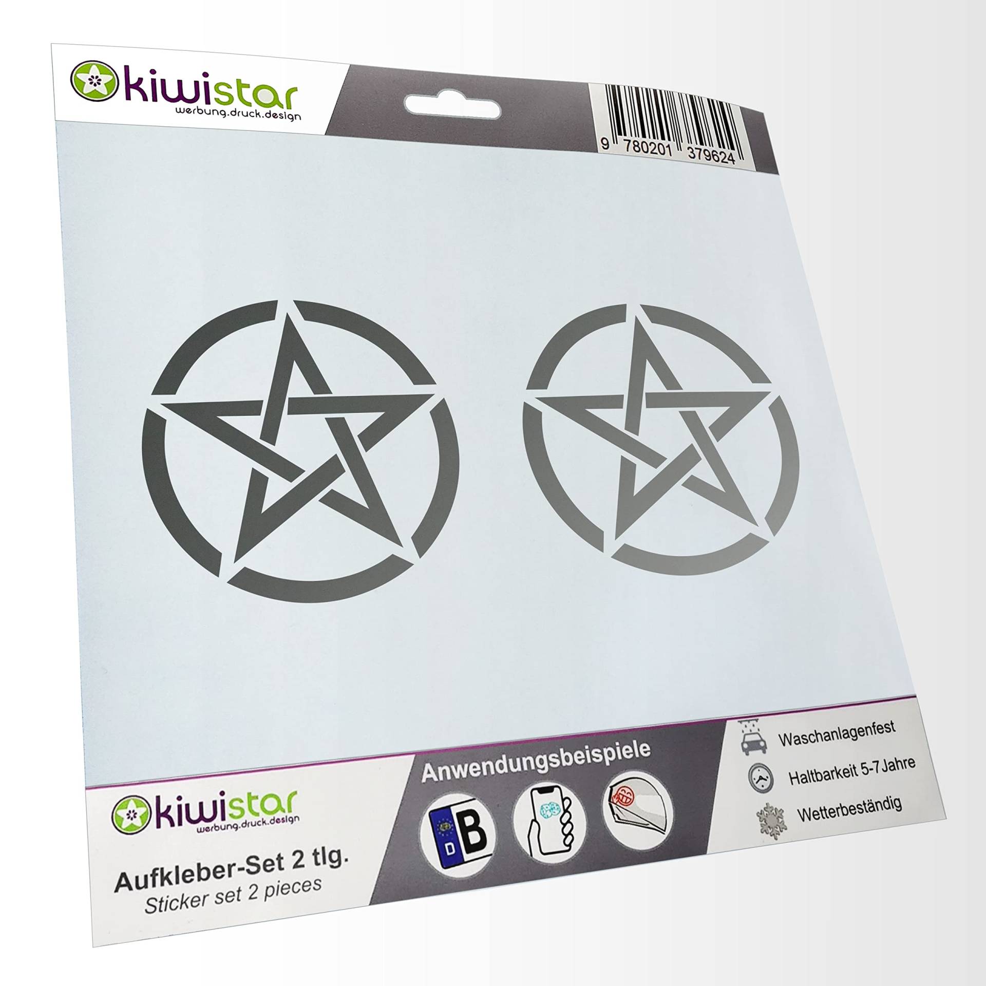 - 2X Kennzeichenaufkleber -Pentagramm - Pentakel Aufkleber für Auto, Laptop, Fahrrad, LKW, Motorrad Mehrfarbig JDM Decal Racing von hauptsachebeklebt