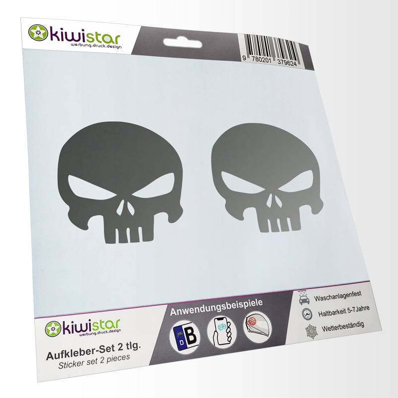 - 2X Kennzeichenaufkleber - Skull Schädel Aufkleber für Auto, Laptop, Fahrrad, LKW, Motorrad Mehrfarbig JDM Decal Racing von hauptsachebeklebt