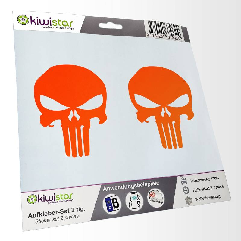 - 2X Kennzeichenaufkleber -Totenkopf - Todessymbol Aufkleber für Auto, Laptop, Fahrrad, LKW, Motorrad Mehrfarbig JDM Decal Racing von hauptsachebeklebt