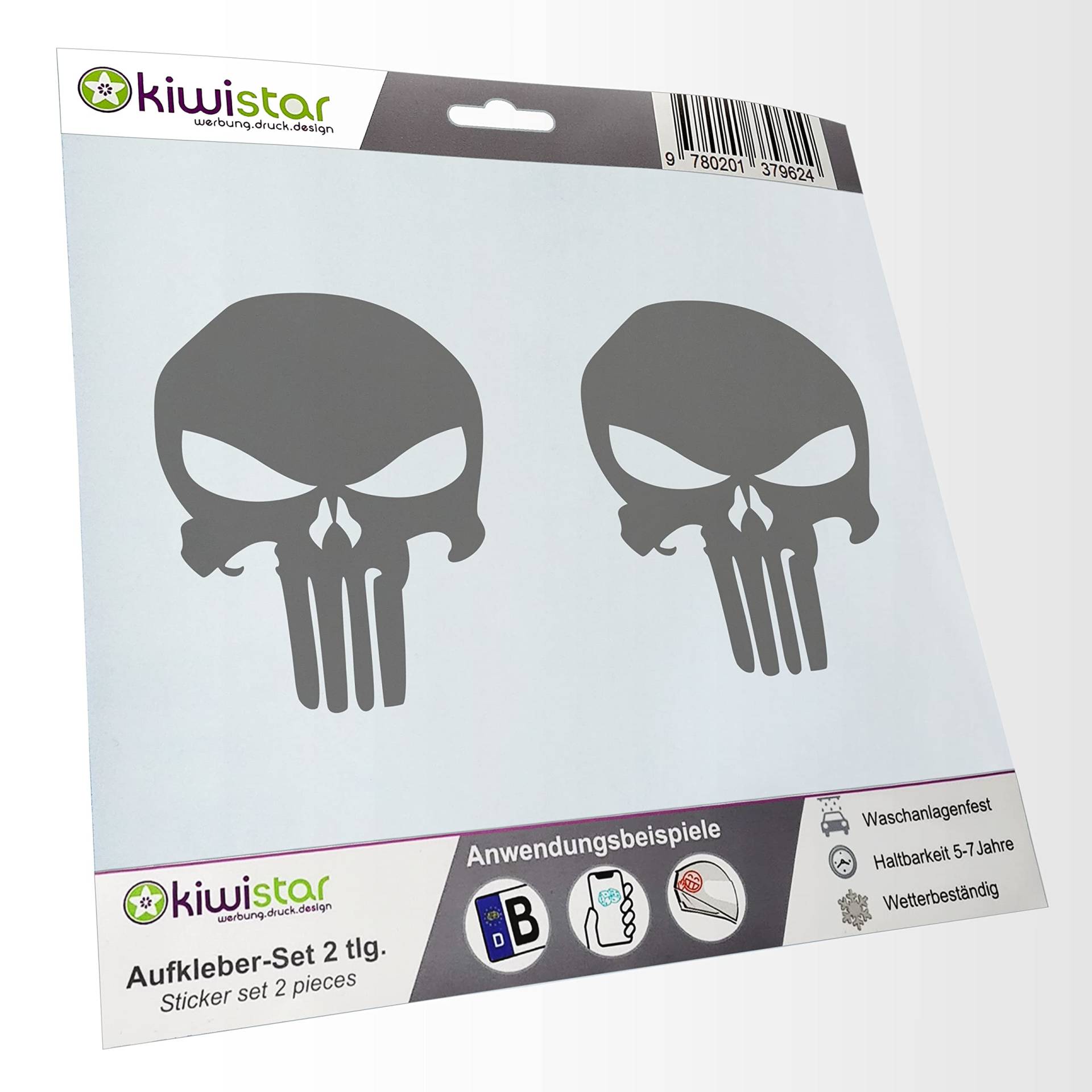 - 2X Kennzeichenaufkleber -Totenkopf - Todessymbol Aufkleber für Auto, Laptop, Fahrrad, LKW, Motorrad Mehrfarbig JDM Decal Racing von hauptsachebeklebt