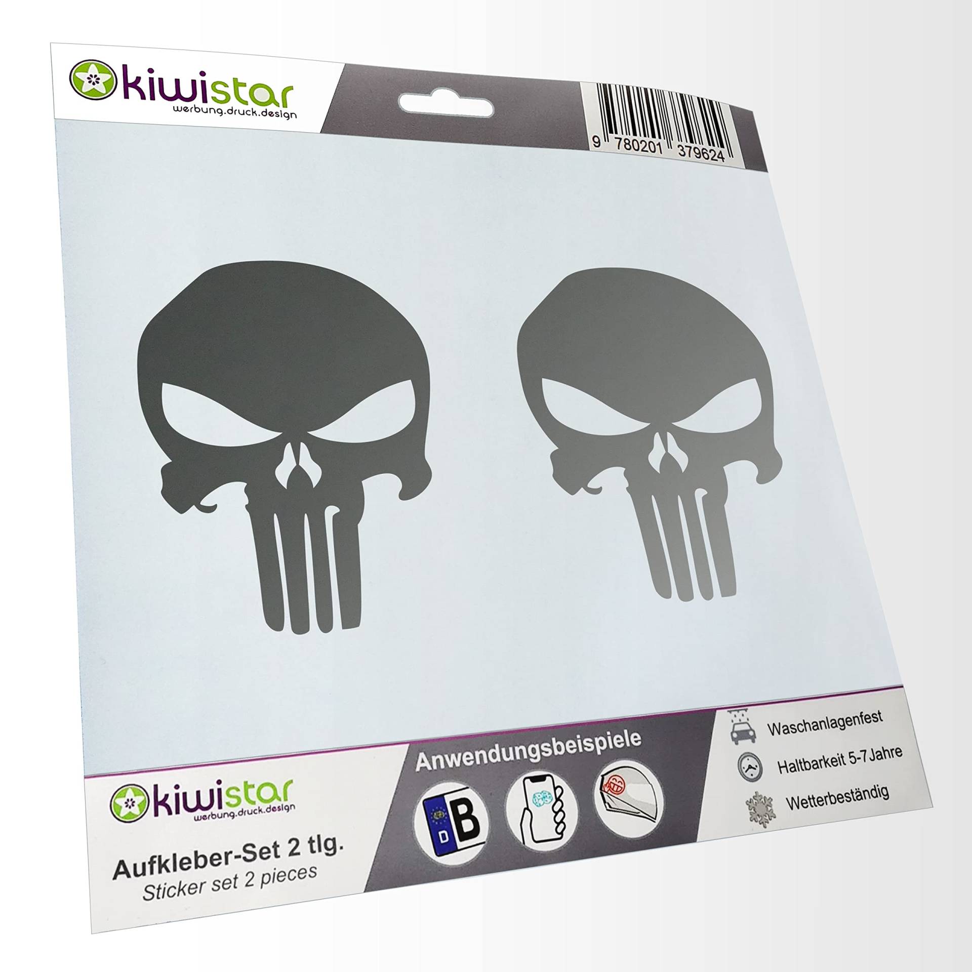 - 2X Kennzeichenaufkleber -Totenkopf - Todessymbol Aufkleber für Auto, Laptop, Fahrrad, LKW, Motorrad Mehrfarbig JDM Decal Racing von hauptsachebeklebt