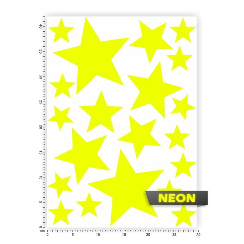 Bogengröße A3 - Sterne - Selbstklebende Folie - Stars Set1 IN 15 Farben - Neon + Chrom! Sticker Aufkleber von hauptsachebeklebt