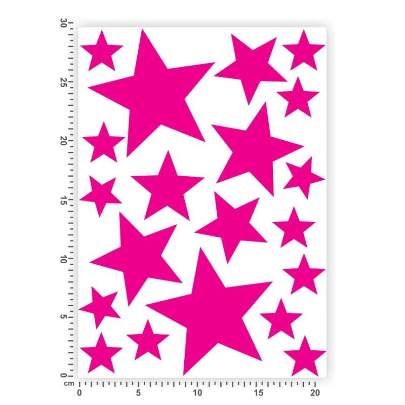 Bogengröße A4 - Sterne - Selbstklebende Folie - Stars Set1 IN 15 Farben - Neon + Chrom! Sticker Aufkleber von hauptsachebeklebt