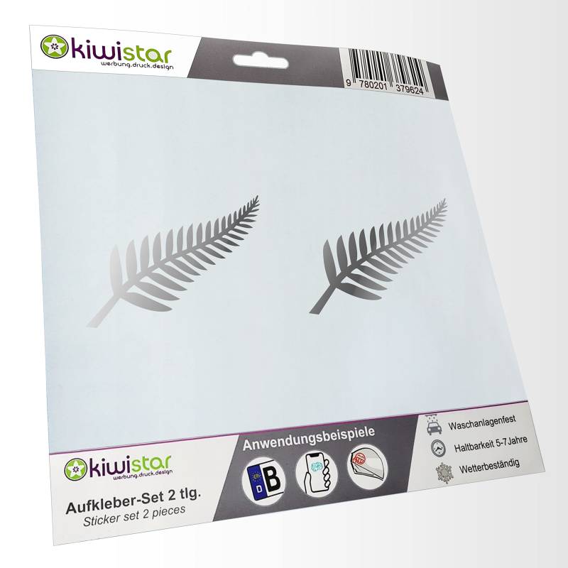 - 2X Kennzeichenaufkleber -Silver Fern - Neuseeland - Kiwis Aufkleber für Auto, Laptop, Fahrrad, LKW, Motorrad Mehrfarbig JDM Decal Racing von hauptsachebeklebt