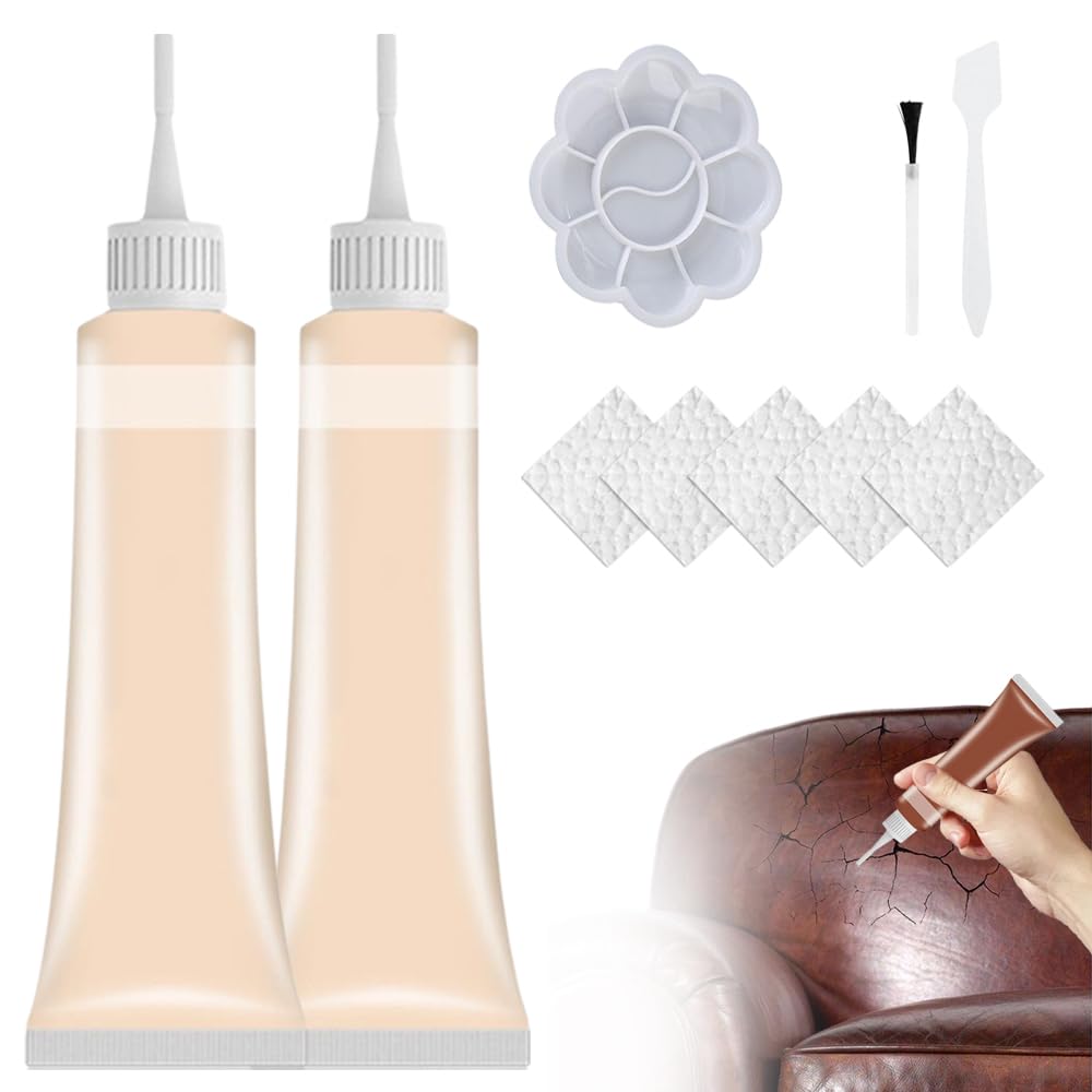 heepqy Leder Reparatur Set, 2024 Neu Lederreparatur Creme, Fortschrittliches Lederreparaturgel, Flüssigleder für Autositze, Sofas, Lederbekleidung, Ledertaschen, Reparatur und Renovierung (Beige) von heepqy