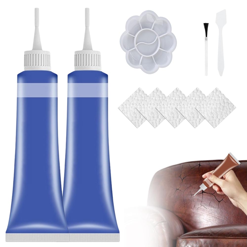 heepqy Leder Reparatur Set, 2024 Neu Lederreparatur Creme, Fortschrittliches Lederreparaturgel, Flüssigleder für Autositze, Sofas, Lederbekleidung, Ledertaschen, Reparatur und Renovierung (Blau) von heepqy