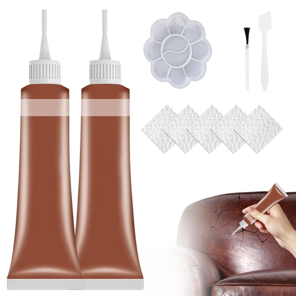 heepqy Leder Reparatur Set, 2024 Neu Lederreparatur Creme, Fortschrittliches Lederreparaturgel, Flüssigleder für Autositze, Sofas, Lederbekleidung, Ledertaschen, Reparatur und Renovierung (Braun) von heepqy