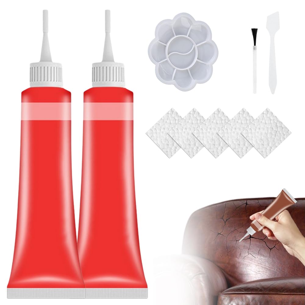 heepqy Leder Reparatur Set, 2024 Neu Lederreparatur Creme, Fortschrittliches Lederreparaturgel, Flüssigleder für Autositze, Sofas, Lederbekleidung, Ledertaschen, Reparatur und Renovierung (Rot) von heepqy