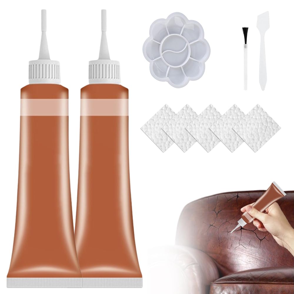 heepqy Leder Reparatur Set, 2024 Neu Lederreparatur Creme, Fortschrittliches Lederreparaturgel, Flüssigleder für Autositze, Sofas, Lederbekleidung, Ledertaschen, Reparatur und Renovierung (Hellbraun) von heepqy