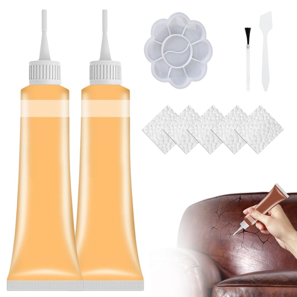 heepqy Leder Reparatur Set, 2024 Neu Lederreparatur Creme, Fortschrittliches Lederreparaturgel, Flüssigleder für Autositze, Sofas, Lederbekleidung, Ledertaschen, Reparatur und Renovierung (Hellgelb) von heepqy