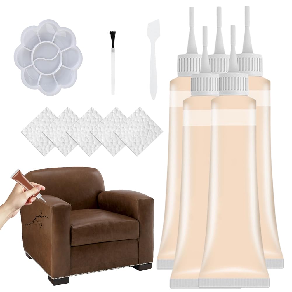 heepqy Leder Reparatur Set, Fortschrittliches Lederreparaturgel, 2024 Neuest Flüssigleder Restaurator, Kunstleder Reparatur für Autositze, Sofas, Lederbekleidung, Ledertaschen, Gürtel (1, Beige) von heepqy