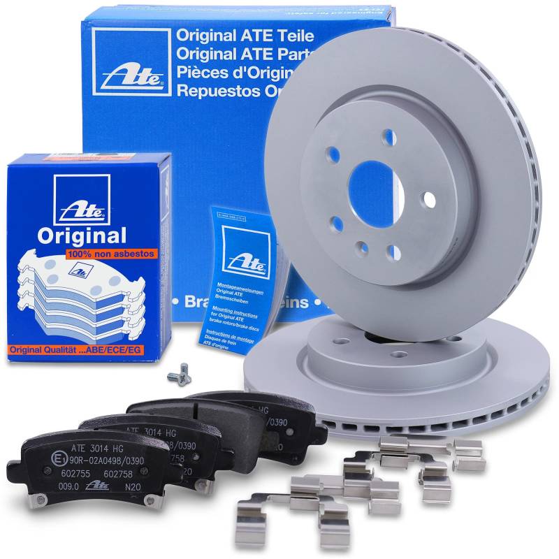 ATE Bremsenset Hinterachse inkl. Bremsscheiben hinten Ø 315 mm belüftet und Bremsbeläge hinten Kompatibel mit OPEL INSIGNIA A (G09), SAAB 9-5 (YS3G) von ATE