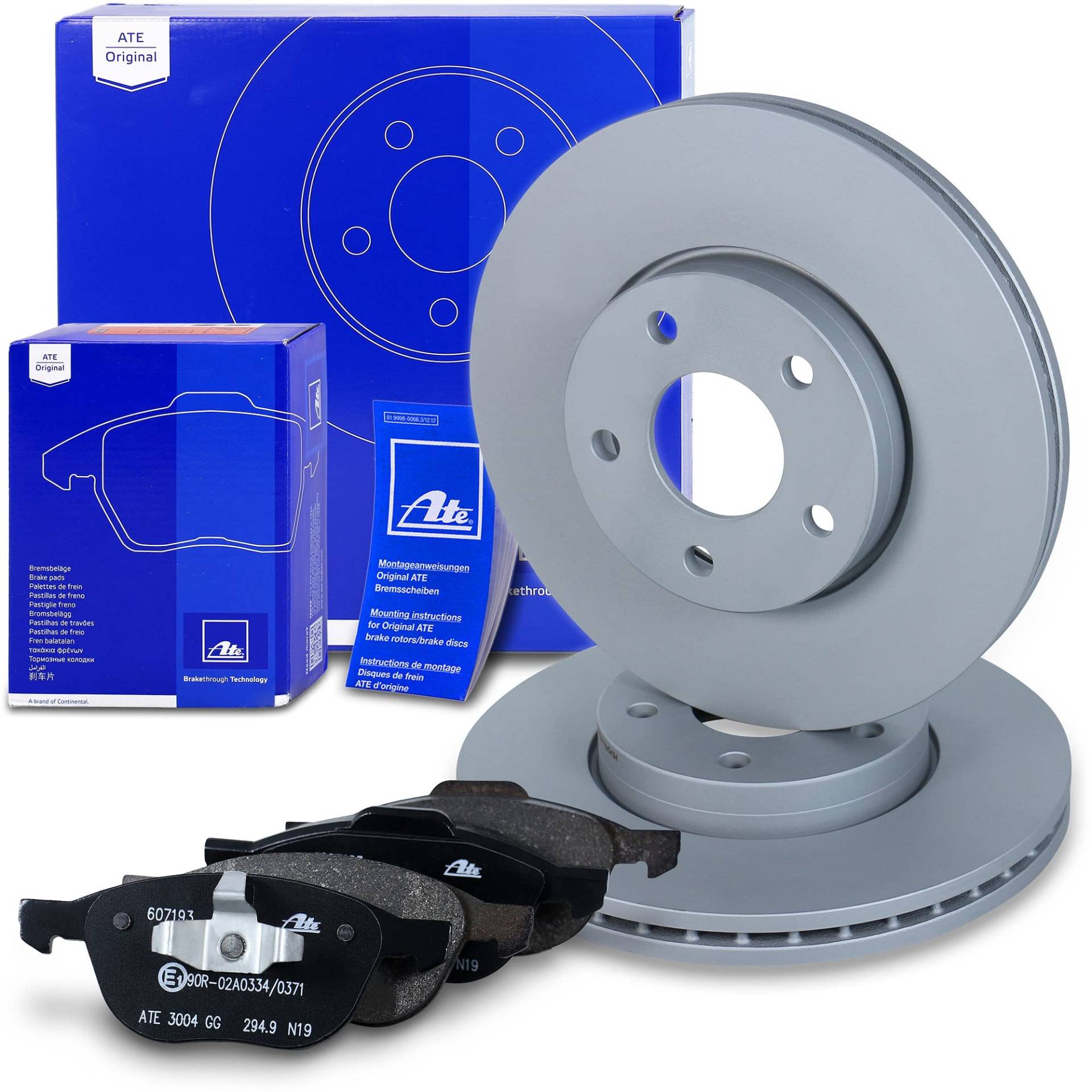 ATE Bremsenset Vorderachse inkl. Bremsscheiben vorne Ø 278 mm belüftet und Bremsbeläge vorne Kompatibel mit FORD C-MAX (DM2), FOCUS C-MAX (DM2), FOCUS Mk2, VOLVO C30 (533)) von ATE