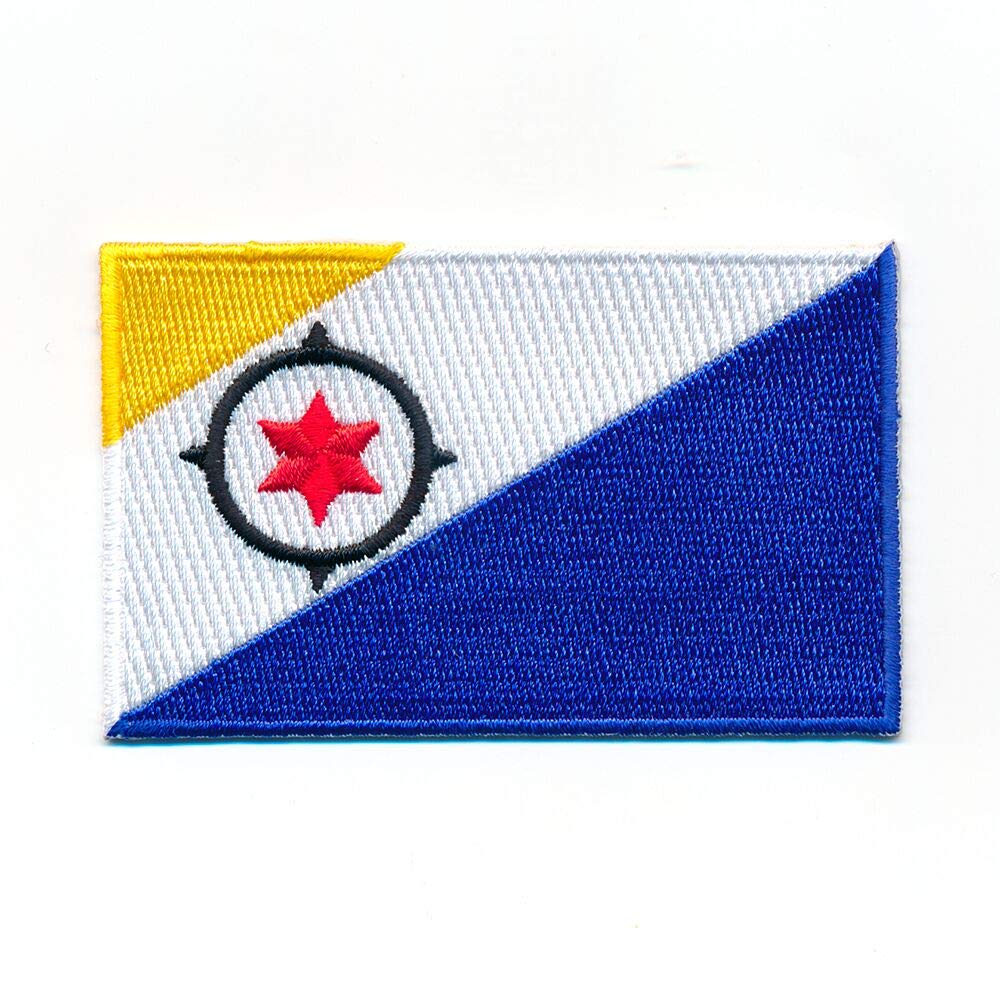 hegibaer 40 x 25 mm Bonaire Flagge Insel Flag Kralendijk Patch Aufnäher Aufbügler 0201 A von hegibaer