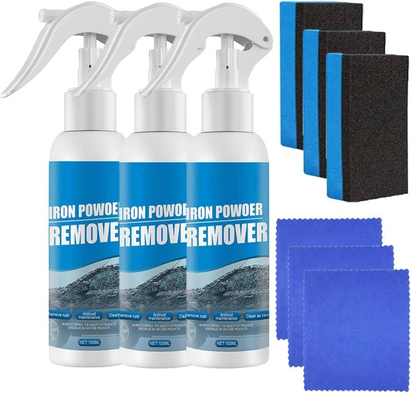 hgerGWW Rostentferner Reinigungsspray, Rostentferner Auto, Iron Powder Remover, Rust Remover Spray, Auto Rost Entfernung Spray, Car Rust Remover, Rust Remover for Metal, 100ml (3 Stück) von hgerGWW