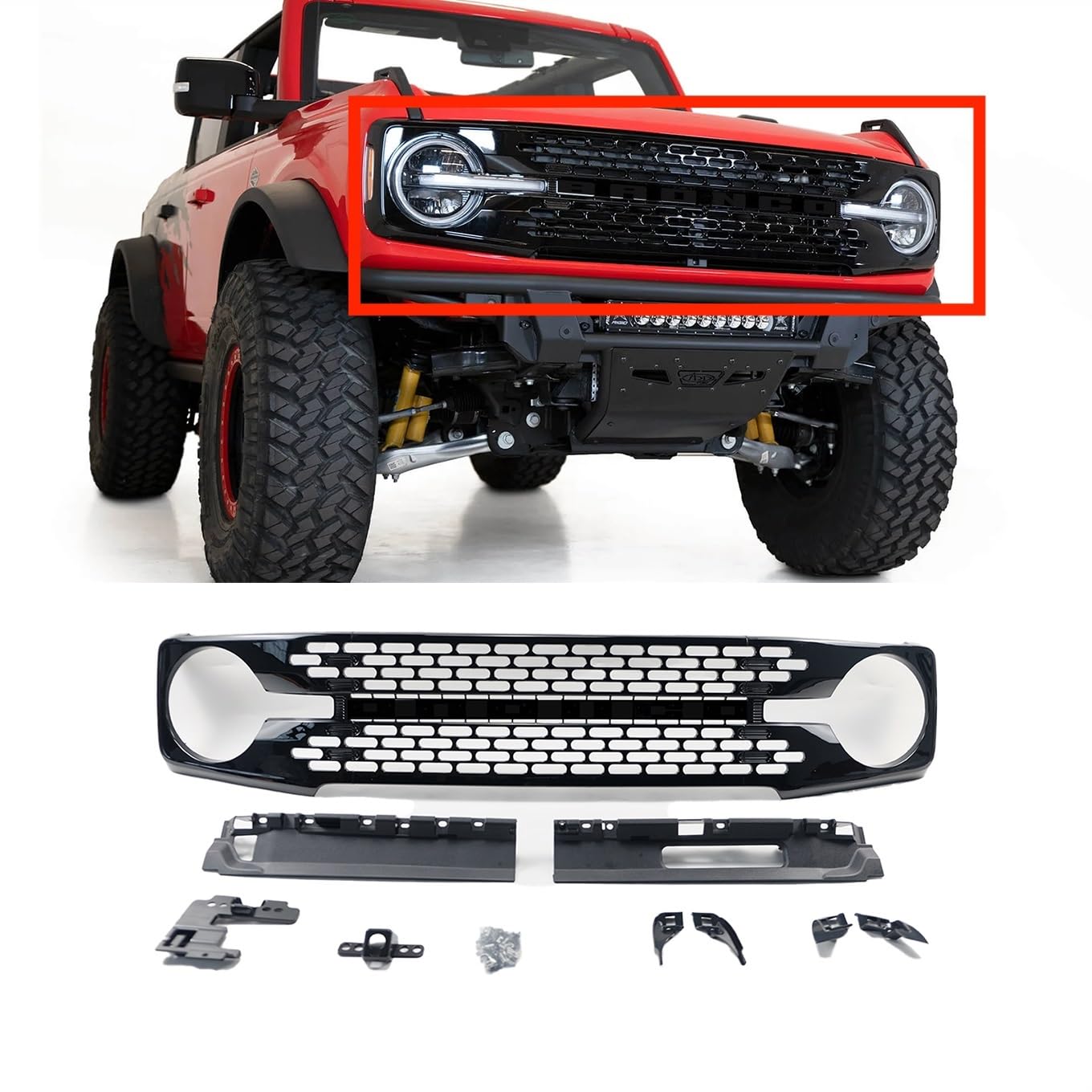 Kühlergrill Frontstoßstange Auto Front Upper Bumper Mesh Grille Für Ford Für Bronco 2021 2022 2023 Front Stoßstange Grill von hgudyr