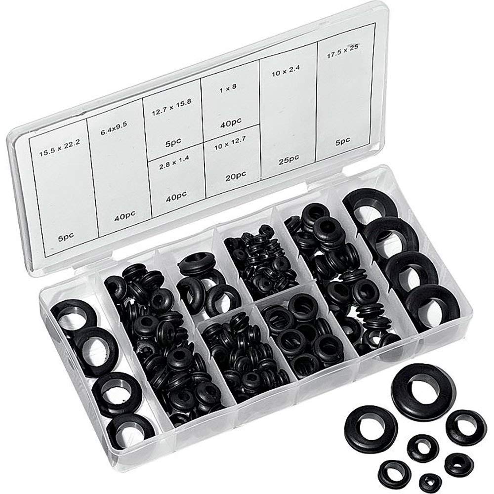 Hi-Q Tools Gummipuffersortiment 8 Größen 180-teilig, Unisex, Multipurpose, Ganzjährig, schwarz von hi-Q Tools