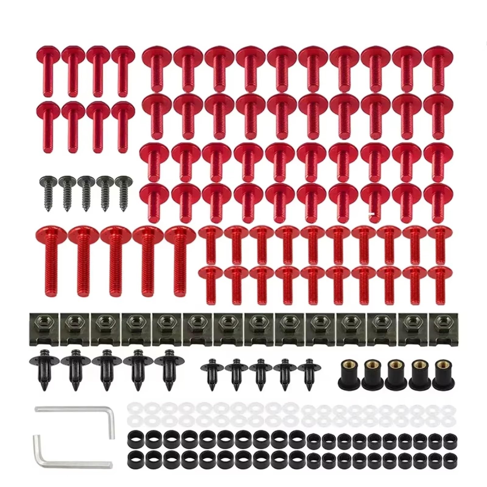 hivxwerm Kompatibel Mit CBR600RR CBR900RR Für CBR929RR Für CBR1000RR Für CBR 600R, Verkleidungsschrauben-Set, Karosserieschrauben, Mutter Motorrad Muttern(Red) von hivxwerm