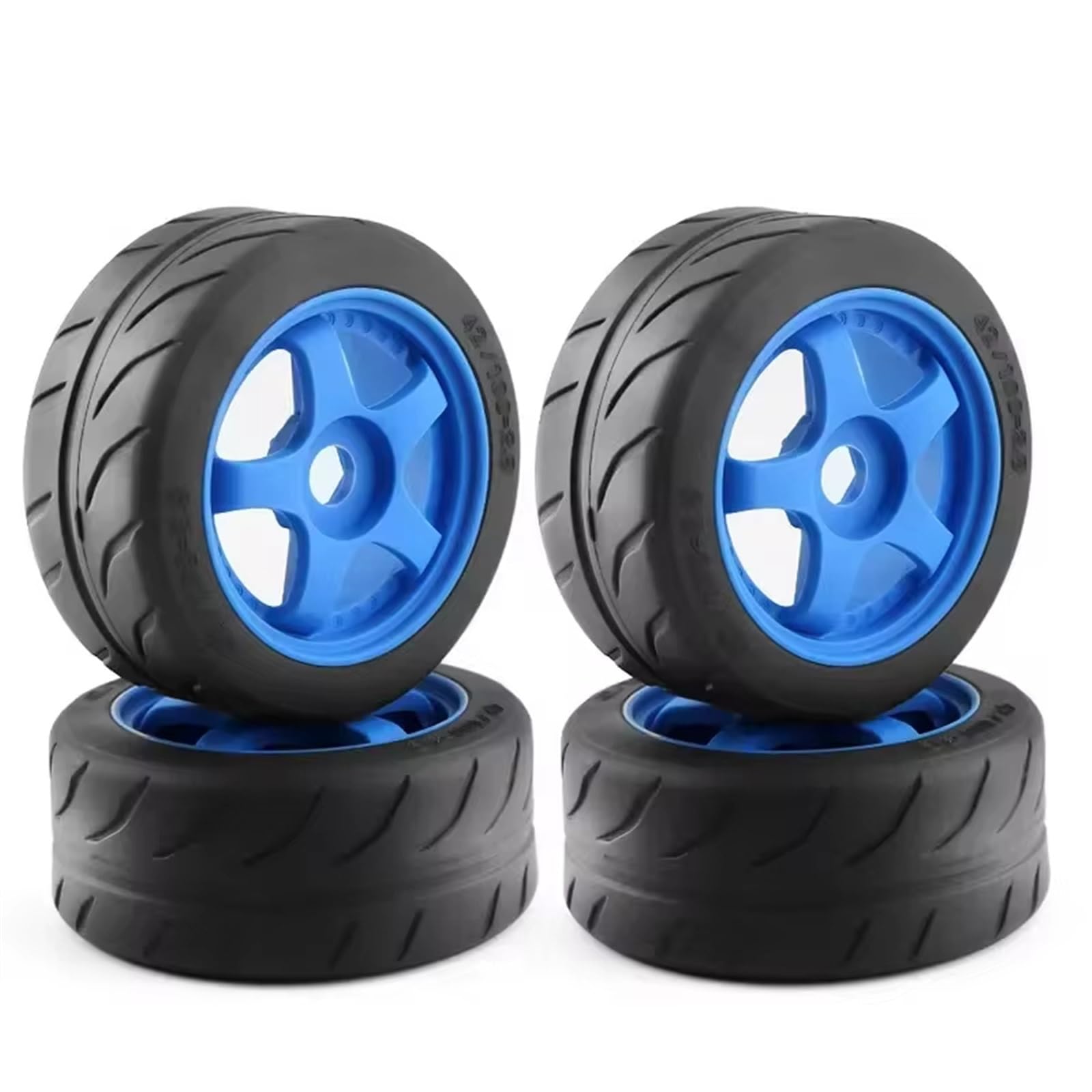 hjuink Beadlock Felgen Reifen Kompatibel Mit Arrma Für Infraction Für Limitless Für Felony 1/7 RC-Auto-Tuning-Teile, 4 Stück, 5-Speichen, 100 X 42 Mm, Reifen, 17 Mm Radsechskant(Blue) von hjuink