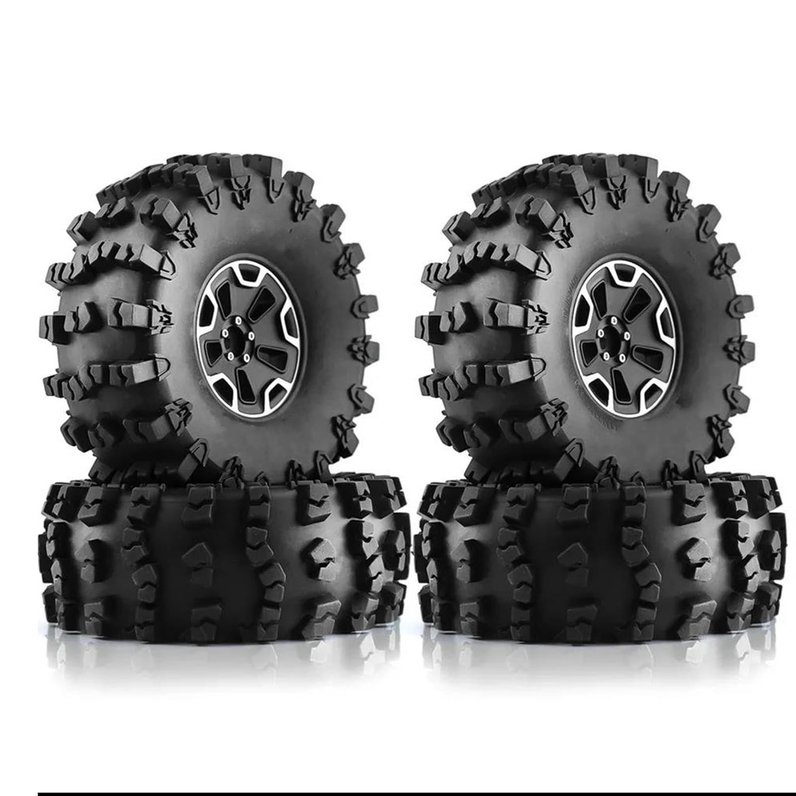 hjuink Beadlock Felgen Reifen Kompatibel Mit Axial Für SCX10 Für Wraith Für Capra 1/10 RC Crawler Car, 4-teilig, 150 Mm, 2,2 Zoll, Robuster Beadlock-Felgenreifensatz von hjuink