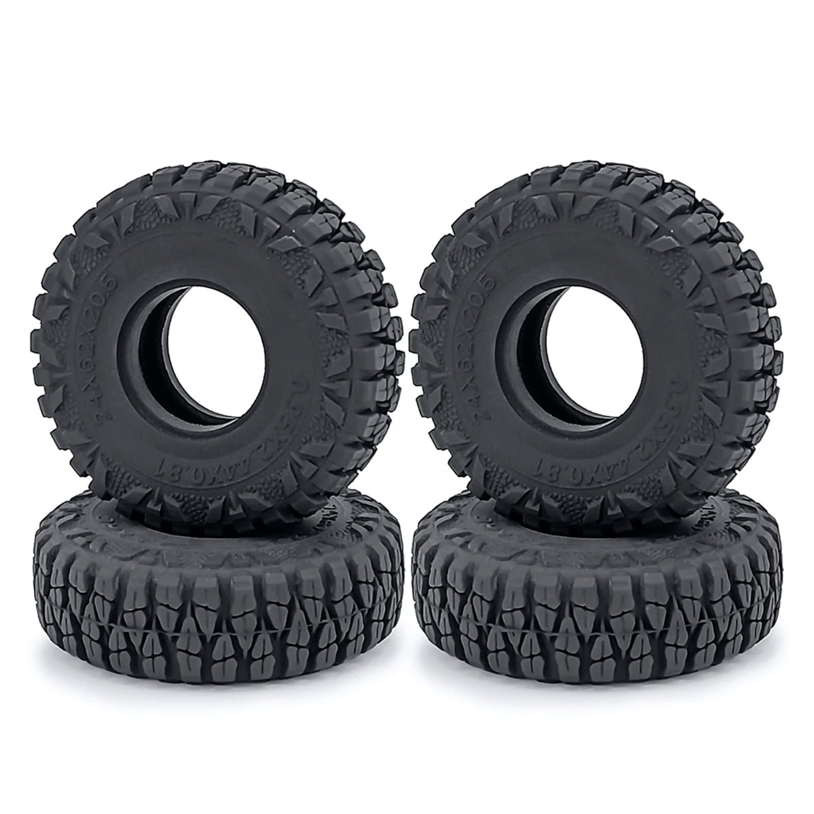 hjuink Beadlock Felgen Reifen Kompatibel Mit Axial Für SCX24 Für Bronco Für Gladiator Für Wrangler 4 Stück 24 X 62 X 20,5 Mm 1,0 Zoll Geländeradreifen Für 1/24 RC-Auto(Type-A) von hjuink