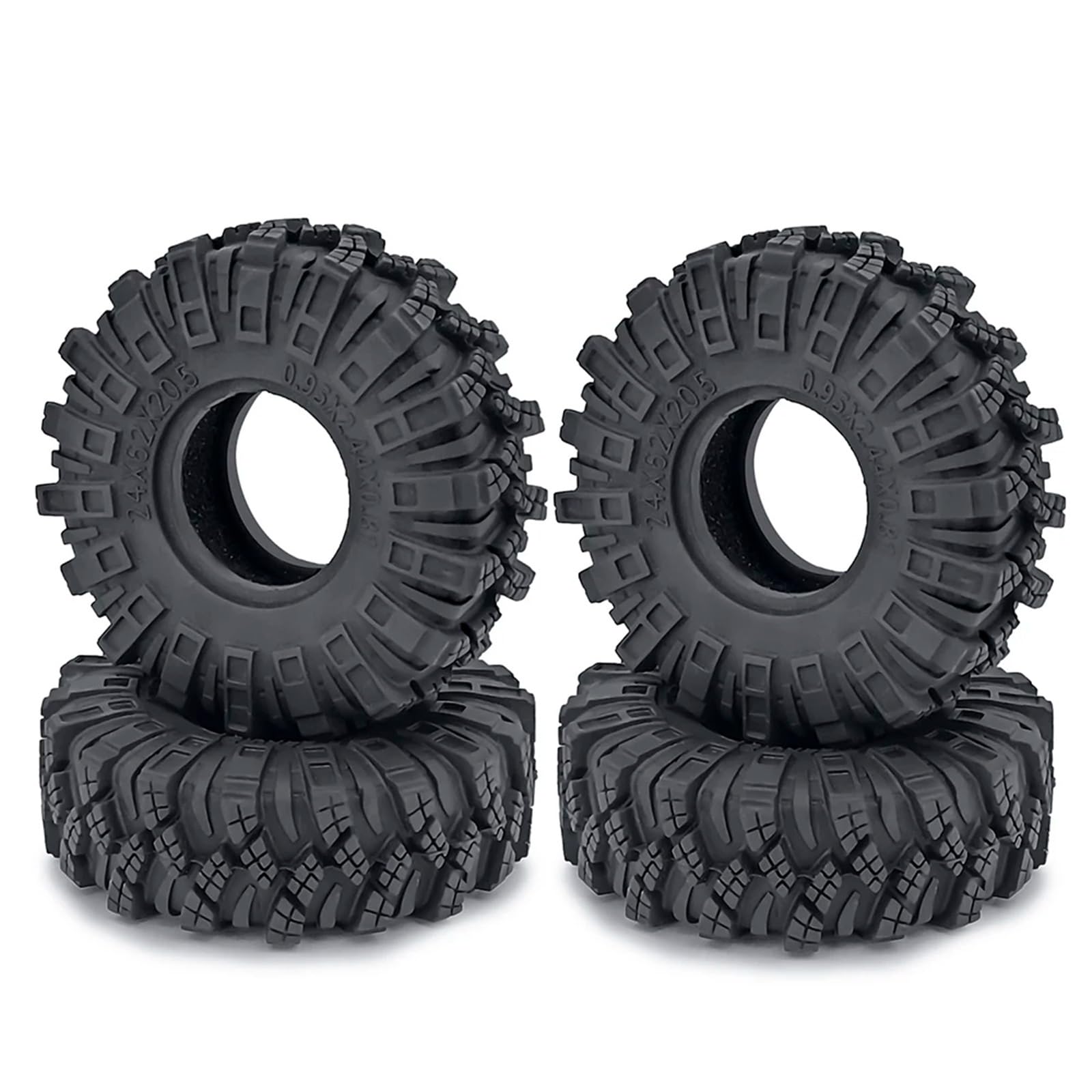 hjuink Beadlock Felgen Reifen Kompatibel Mit Axial Für SCX24 Für Bronco Für Gladiator Für Wrangler 4 Stück 24 X 62 X 20,5 Mm 1,0 Zoll Geländeradreifen Für 1/24 RC-Auto(Type-B) von hjuink