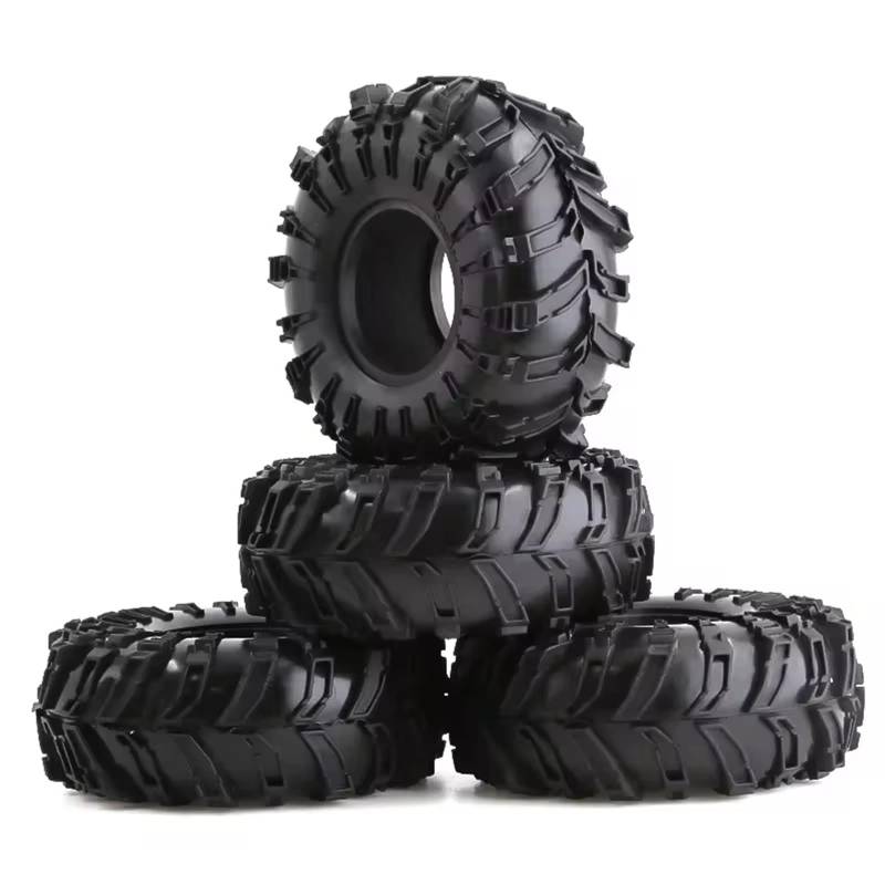 hjuink Beadlock Felgen Reifen Kompatibel Mit Axial SCX10 90046 TRX4, 4 Stück, 2,2 Zoll Gummireifen, Radreifen Für 1/10 Für Rock Für Buggy RC Crawler Auto-Upgrade-Teile von hjuink