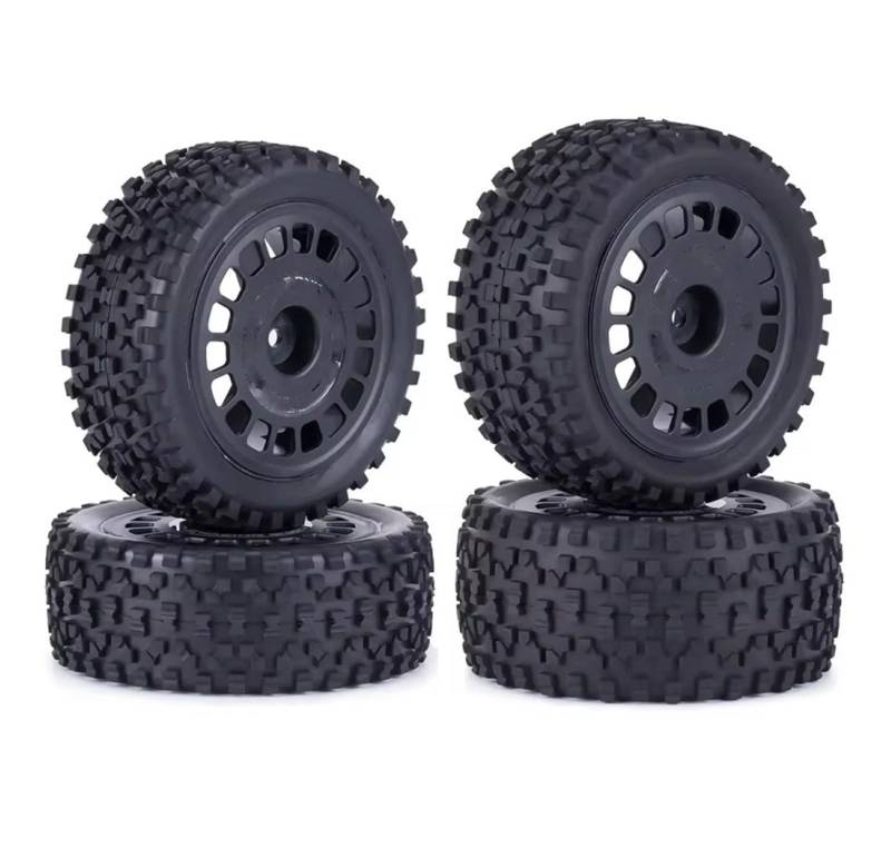 hjuink Beadlock Felgen Reifen Kompatibel Mit Axial SCX10 90046 TRX4 Für Element Für Enduro-Gummireifen, 1,9 Zoll, Rock Für Geländereifen Mit Schaumstoffeinlagen, 1/10 RC Crawler(Black) von hjuink