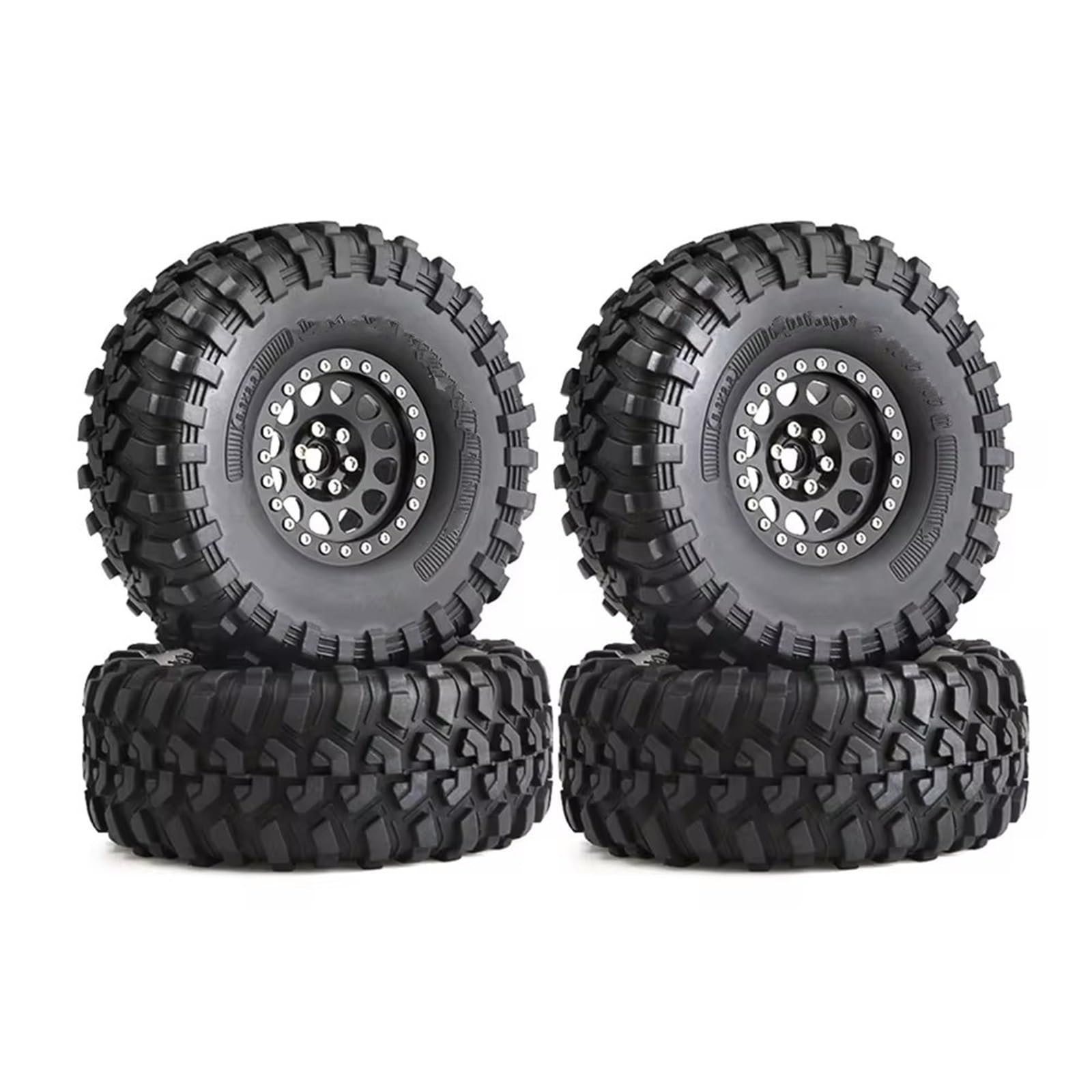 hjuink Beadlock Felgen Reifen Kompatibel Mit Axial SCX10 Für Wraith Für Capra Für Für traxxas TRX4 D90, 4 Stück, 135 Mm, Metall 2.2 Beadlock-Felgenreifen, 1/10 RC Crawler Car von hjuink