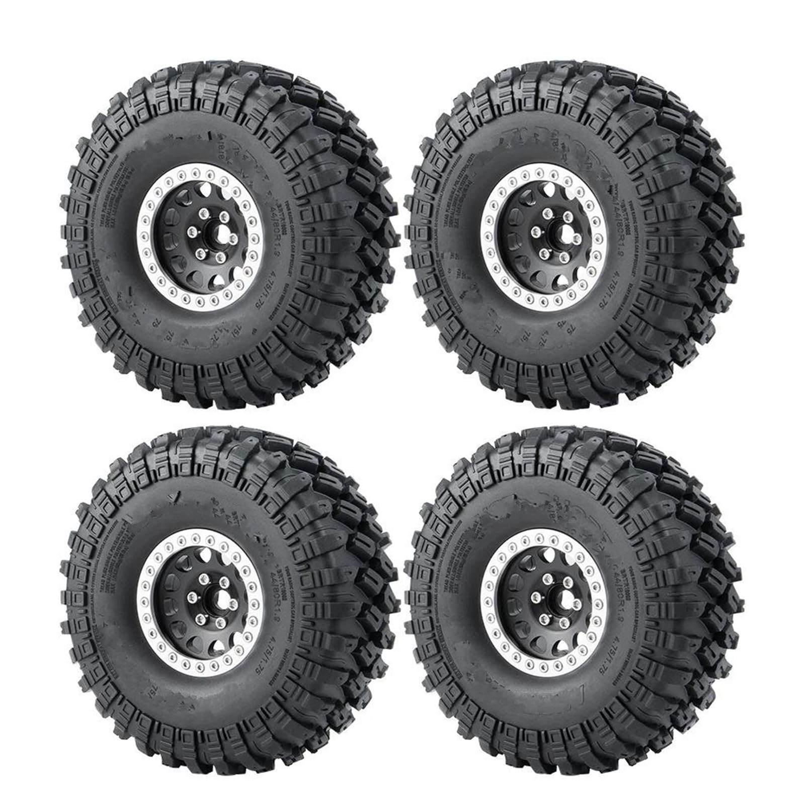 hjuink Beadlock Felgen Reifen Kompatibel Mit Axial SCX10 TRX4 D90 1,9 Zoll Beadlock-Felgenreifen-Set 1/10 RC Crawler Auto Radreifen Reifen Upgrade-Teile von hjuink