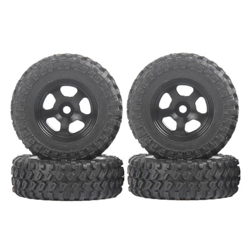 hjuink Beadlock Felgen Reifen Kompatibel Mit Axial SCX24 1/24 4 PCS RC Crawler Car 1.0 Metall Beadlock Felgen Reifen Reifensatz Upgrade Fernbedienung Auto Zubehör(Black) von hjuink