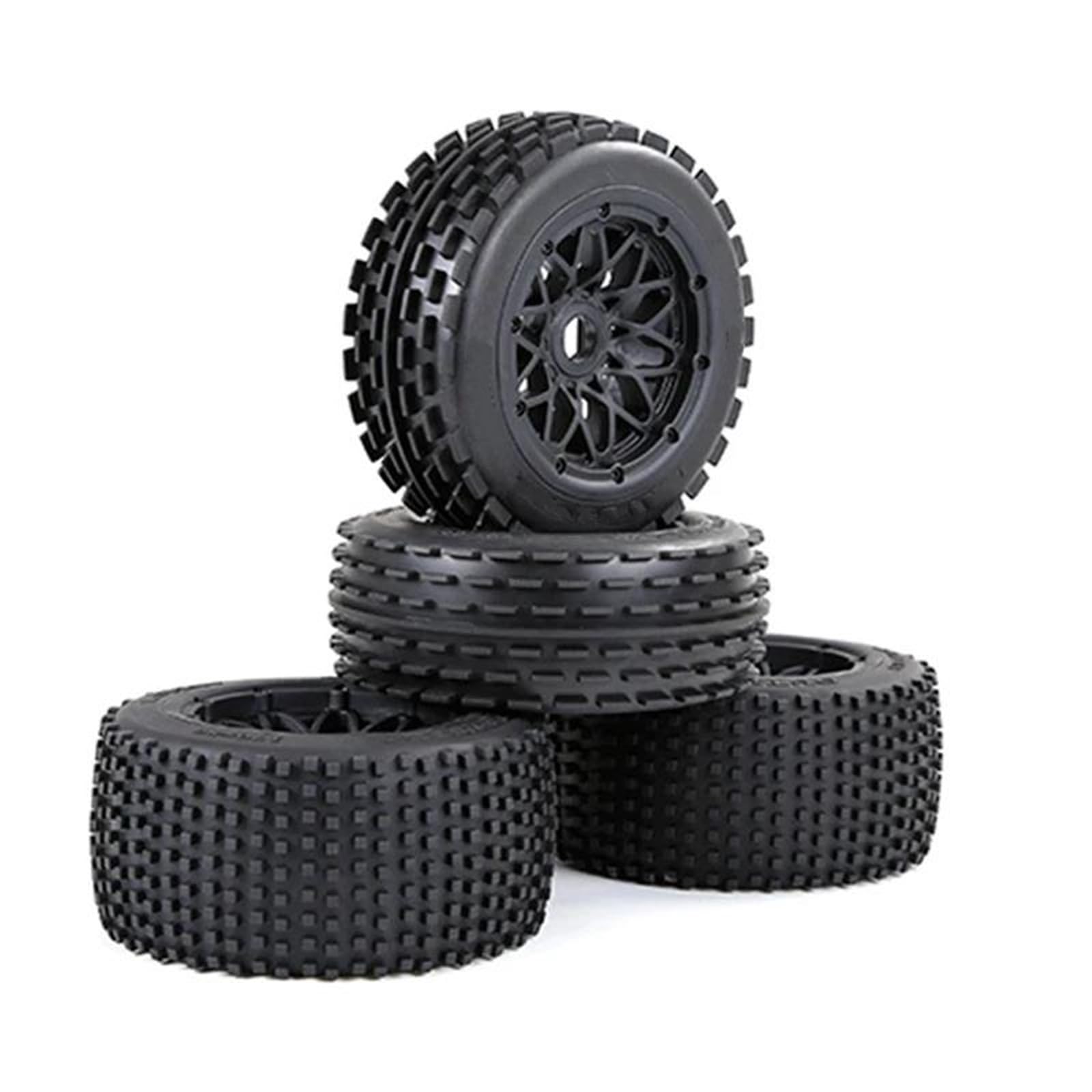 hjuink Beadlock Felgen Reifen Kompatibel Mit HPI Für ROFUN Für ROVAN KM Für Baja 5B 1/5 RC-Auto, Offroad-Reifen Vorne Und Hinten, Verdickter Radsatz, Upgrade-Teile(Black) von hjuink