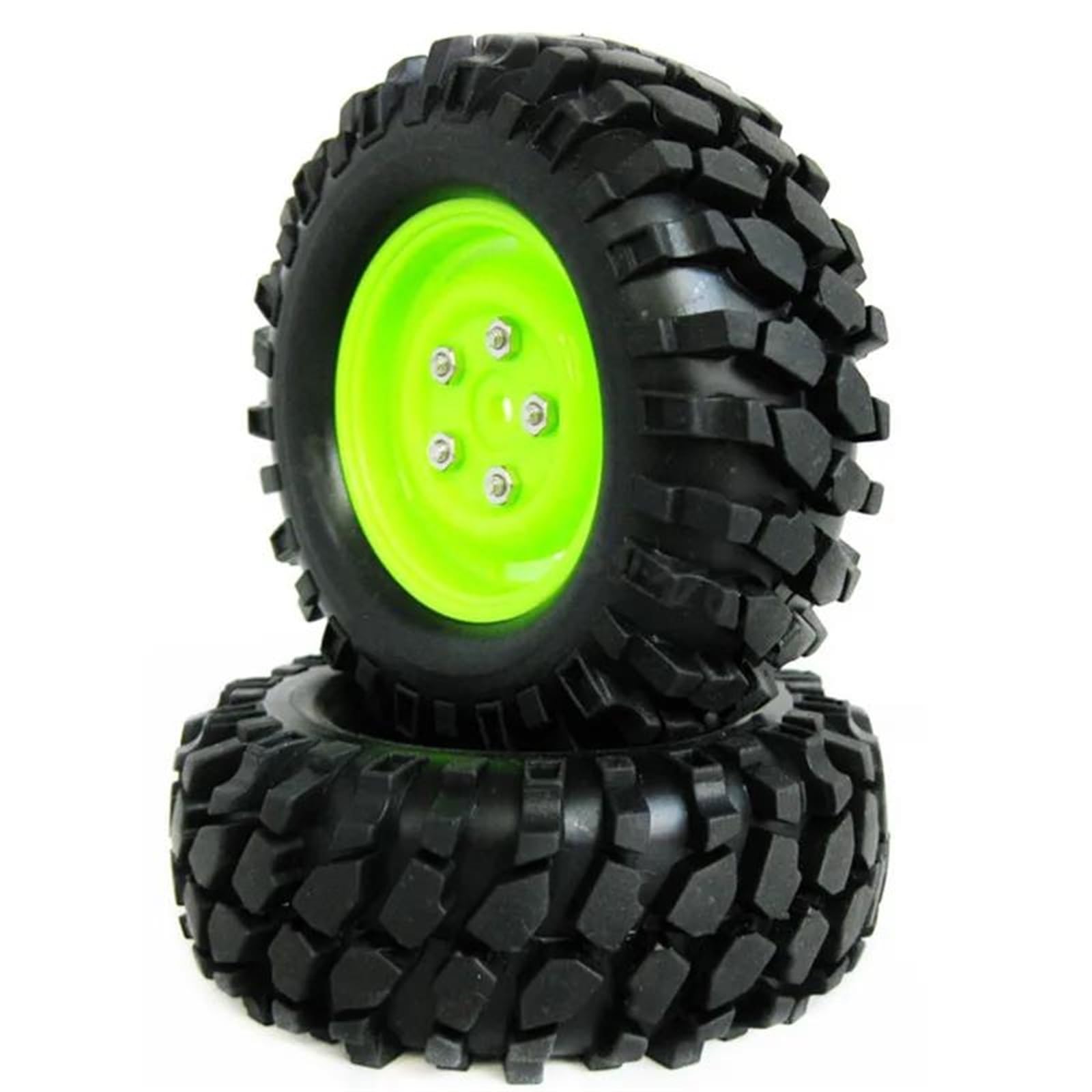 hjuink Beadlock Felgen Reifen Kompatibel Mit HSP Für HPI Für HIMOTO Für Tamiya 4 Stück RC Crawler Trucks Felgenreifen Reifen Mit Schrauben 108 * 38mm 1/10 Geländewagen(Green) von hjuink