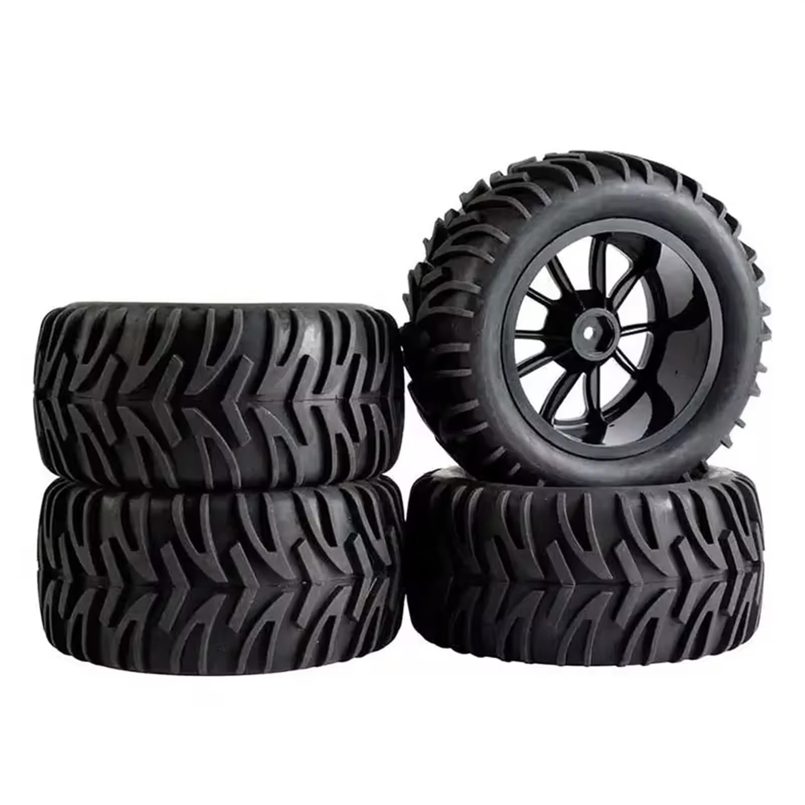 hjuink Beadlock Felgen Reifen Kompatibel Mit HSP Für Infinite 1/10 Fernbedienung Auto 94111 Reifen 120mm Für Monster Truck Rad Kupplung 12mm Upgrade Teile(Black) von hjuink