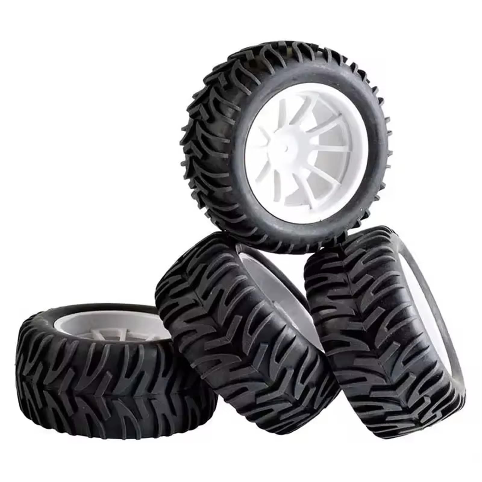 hjuink Beadlock Felgen Reifen Kompatibel Mit HSP Für Infinite 1/10 Fernbedienung Auto 94111 Reifen 120mm Für Monster Truck Rad Kupplung 12mm Upgrade Teile(White) von hjuink