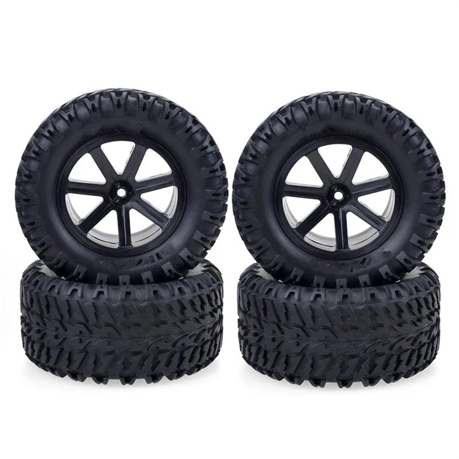 hjuink Beadlock Felgen Reifen Kompatibel Mit Short Course Für Monster Truck 1/10 RC-Auto, 4 Stück RC-Felgen, Reifen, 112 Mm, 110 Mm Rad, Geklebter Reifen, 12 Mm Adapter, Nabe, Sechskant(Black) von hjuink