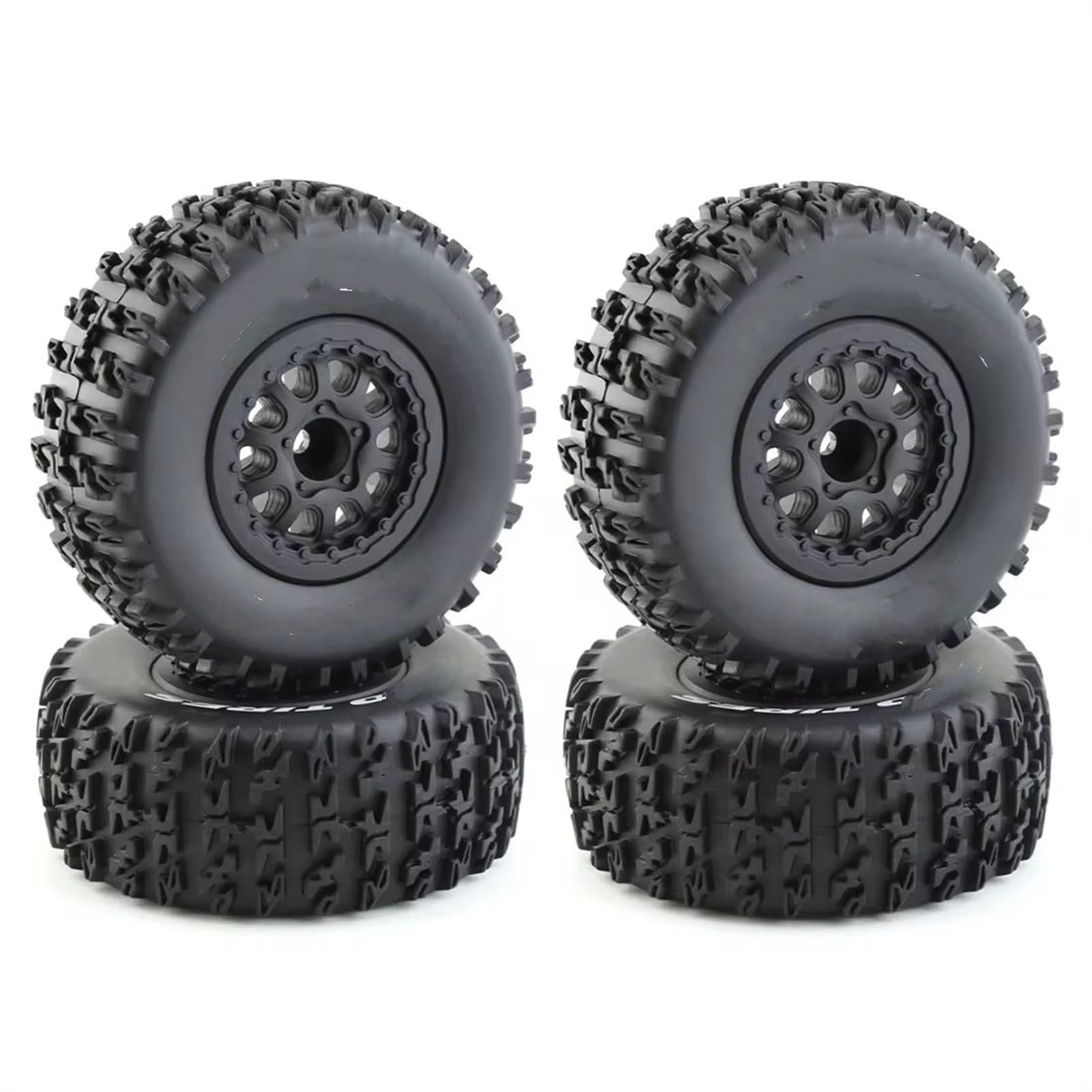 hjuink Beadlock Felgen Reifen Kompatibel Mit Slash Für Arrma Für SENTON Für VKAR 10SC RC-Auto, 4 Stück, 112 Mm, 1/10 Short Course Truck-Reifen, Reifenrad Mit 12 Mm Sechskant von hjuink