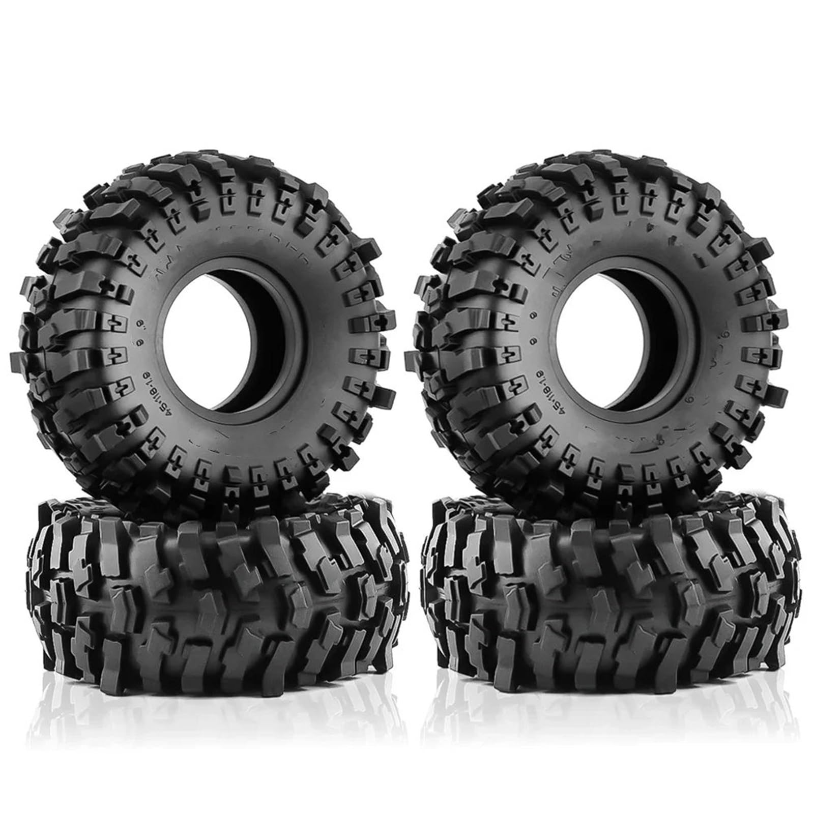 hjuink Beadlock Felgen Reifen Kompatibel Mit Trax Für Axial Für Wraith Scx10 Für Yikong Für Rgt Für Wrangler, 4 Stück, 1,9 Zoll Gummireifen, 118 X 45 Mm, 1/10 RC Crawler Car von hjuink