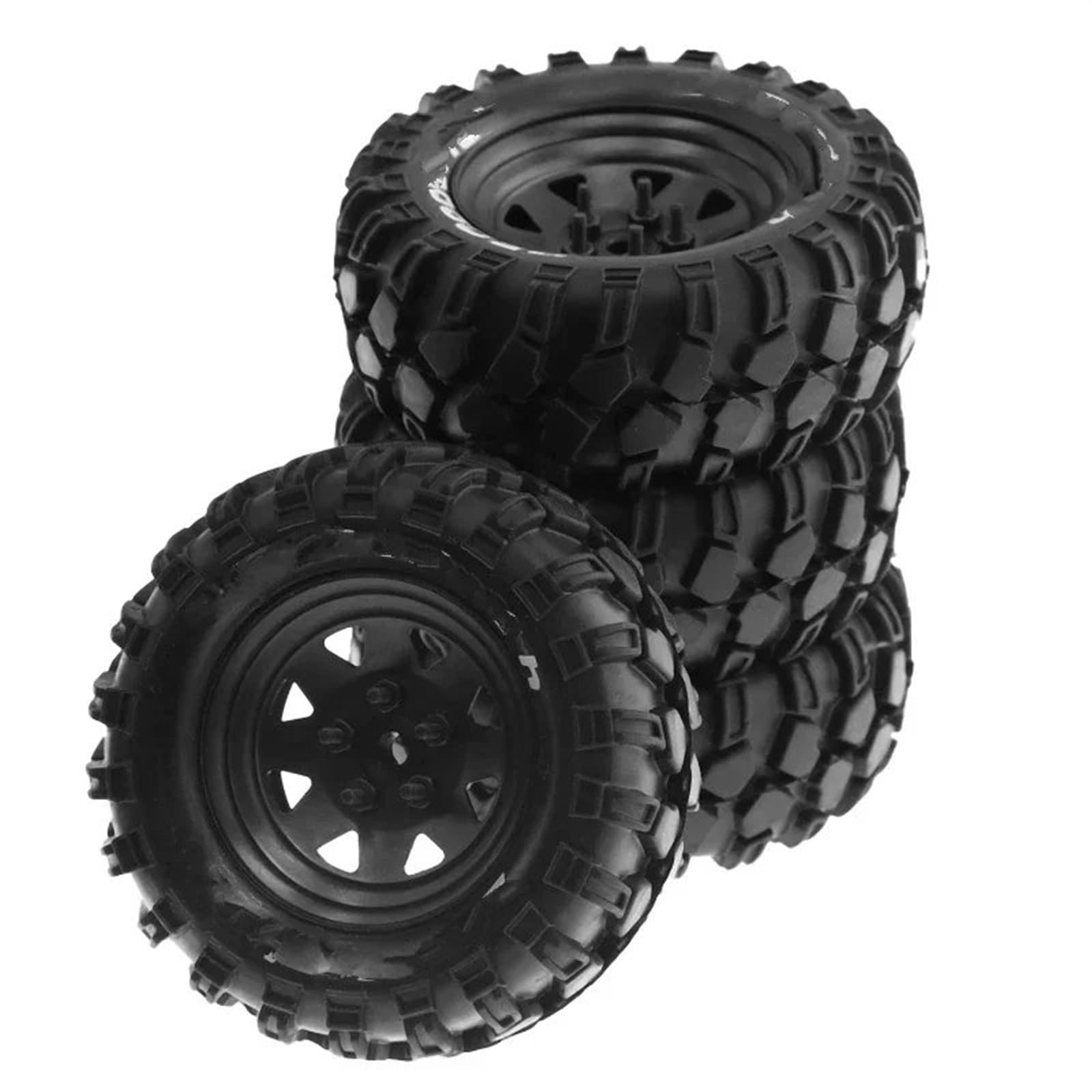 hjuink Beadlock Felgen Reifen Kompatibel Mit Trxs TRX4 RC4WD D90 D110 Für Axial SCX10, 4 Stück, 93 Mm, Metall, 1,9 Zoll, Beadlock-Felge, Gummireifen, 1/10 RC Crawler Car(Black) von hjuink